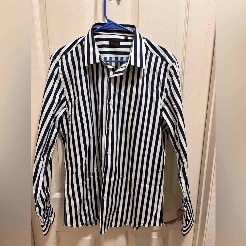 Striped blue dress shirt xl